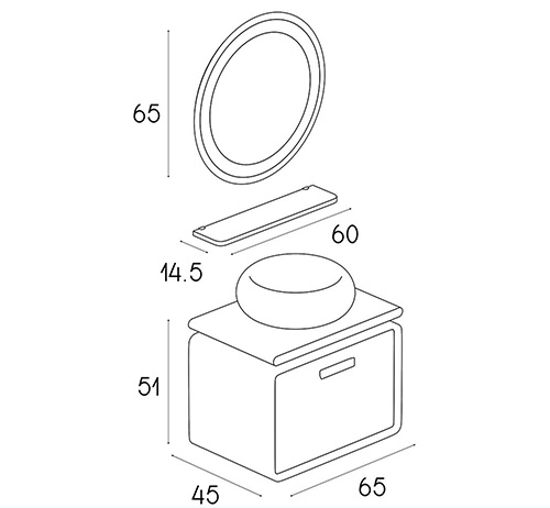 Wood and PVC vanity cabinet model L-08